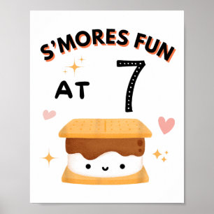 S'mores Spaß Camping Geburtstag 7 Jahre alt Camper Poster