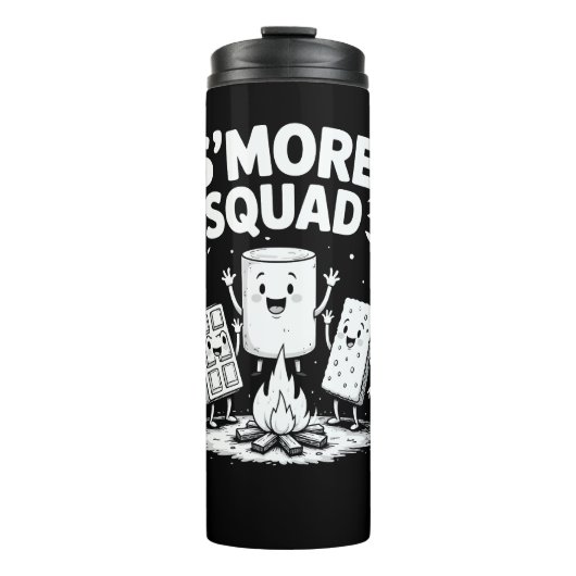 S'mores Squad Camping Campfire Cute Marshmallow Thermosbecher (Vorderseite)