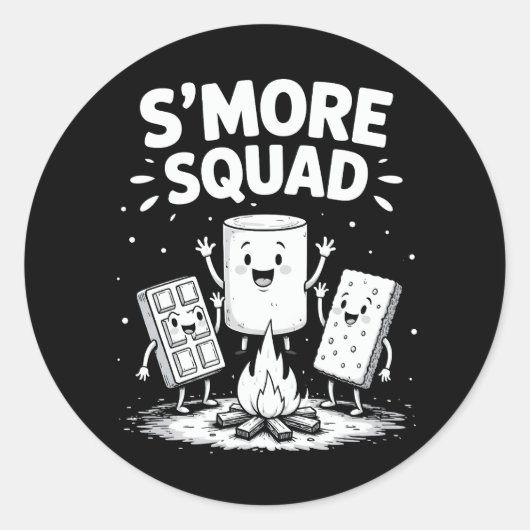 S'mores-Trupp Camping Lagerfeuer Süß Marshmallow Runder Aufkleber (Vorderseite)