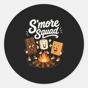 S'mores-Truppe lustige Marshmallow Lagerfeuer  Runder Aufkleber