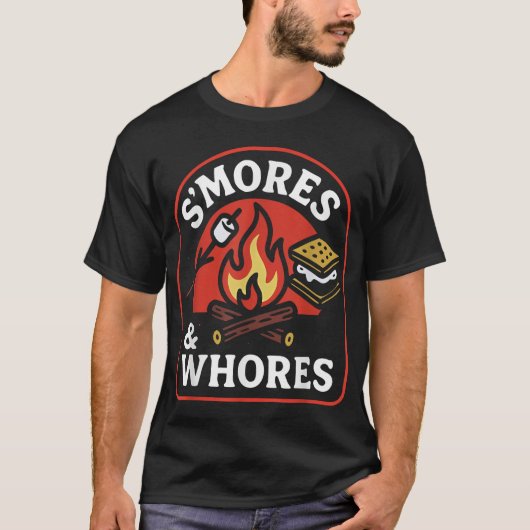 S'Mores und Whos Marshmallows Campfire Camping T-Shirt (Vorderseite)
