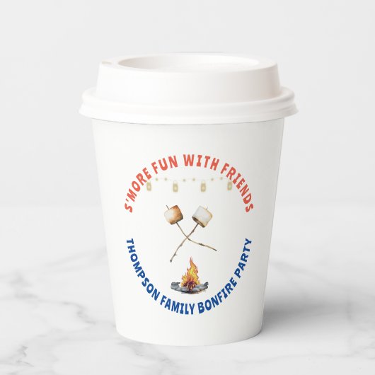 S'mos Spaß Bonfire Backyard Keks Freundschaft gebe Pappbecher (Rückseite)