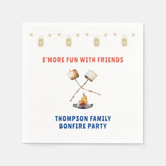 S'mos Spaß Bonfire Backyard Keks Freundschaft gebe Serviette (Vorderseite)