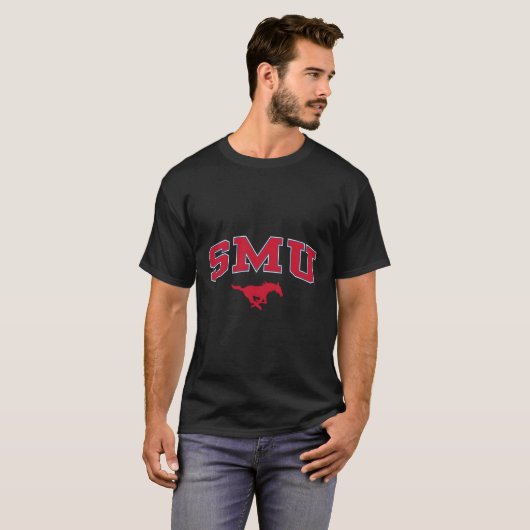 Smu Mustangs Arch über Schwarz T-Shirt (Vorne ganz)