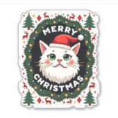Smudge Cat hässlicher Weihnachtspullover  (1) Aufkleber (Vorderseite)