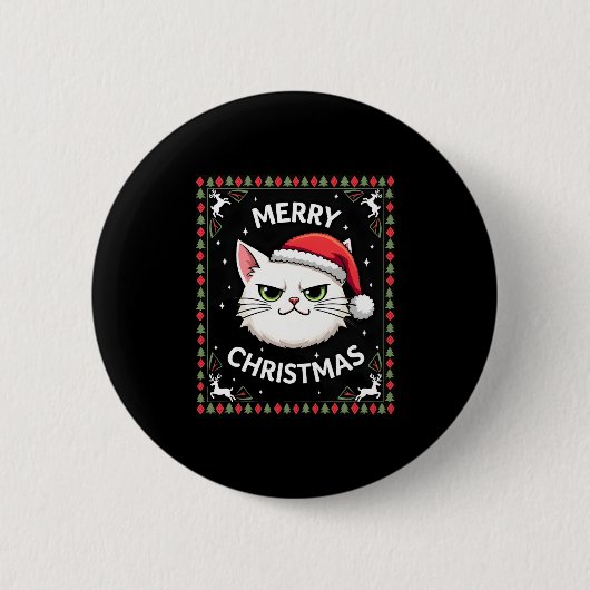 Smudge Cat hässlicher Weihnachtspullover  (1) Button (Vorderseite)
