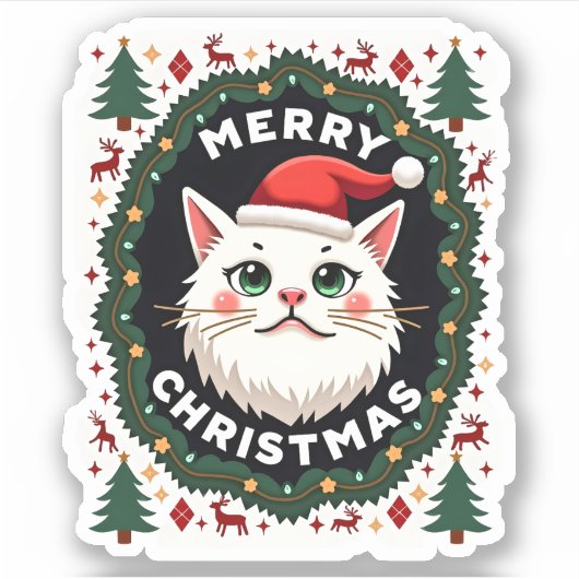 Smudge Cat Ugly Christmas Sweater (1) Aufkleber (Vorderseite)