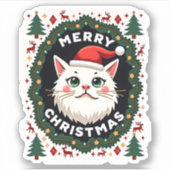 Smudge Cat Ugly Christmas Sweater (1) Aufkleber (Vorderseite)