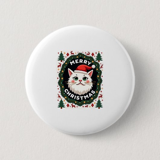 Smudge Cat Ugly Christmas Sweater  (1) Button (Vorderseite)