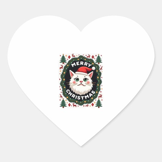 Smudge Cat Ugly Christmas Sweater (1) Herz-Aufkleber (Vorderseite)