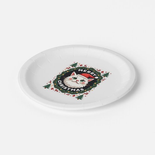 Smudge Cat Ugly Christmas Sweater  (1) Pappteller (Schrägansicht)