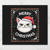Smudge Cat Ugly Christmas Sweater (1) Schaumweinetikett (Einzelnes Label)