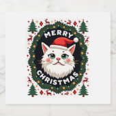 Smudge Cat Ugly Christmas Sweater  (1) Schaumweinetikett (Einzelnes Label)