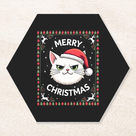 Smudge Cat Ugly Christmas Sweater  (1) Untersetzer (Vorderseite)