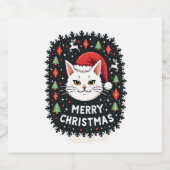 Smudge Cat Ugly Christmas Sweater (2) Schaumweinetikett (Einzelnes Label)