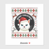 Smudge Cat Ugly Christmas Sweater (3) Aufkleber (Blatt)