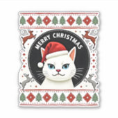 Smudge Cat Ugly Christmas Sweater (3) Aufkleber (Vorderseite)