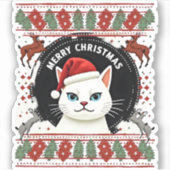 Smudge Cat Ugly Christmas Sweater (3) Aufkleber (Vorderseite)