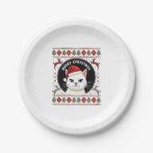 Smudge Cat Ugly Christmas Sweater (3) Pappteller (Vorderseite)