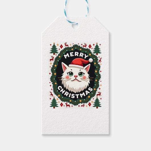 Smudge Katze hässlicher Weihnachtspullover (1) Geschenkanhänger (Vorderseite)