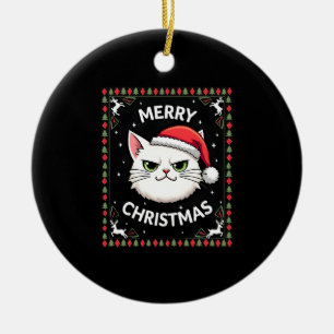 Smudge-Katze hässlicher Weihnachtspullover (1) Keramik Ornament
