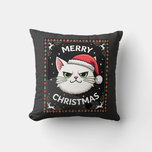 Smudge Katze hässlicher Weihnachtspullover (1) Kissen (Vorderseite)