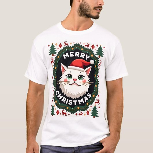 Smudge-Katze hässlicher Weihnachtspullover (1) T-Shirt (Vorderseite)