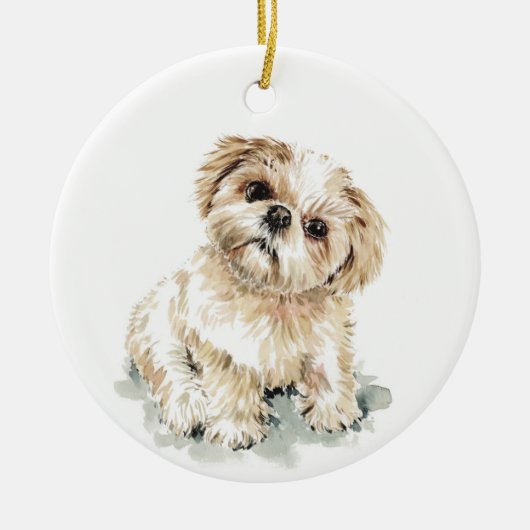 Smudge, Shih Tzu Welpe Keramik Ornament (Vorne)