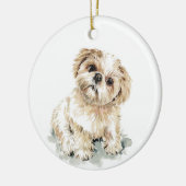 Smudge, Shih Tzu Welpe Keramik Ornament (Links)