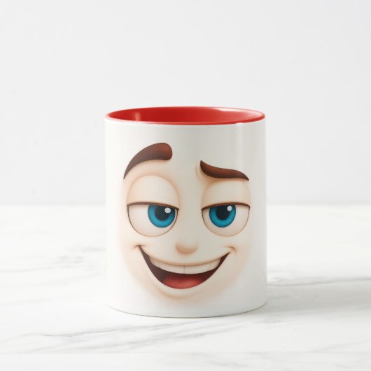 Smug blue eyed grin – cheeky big mood face tasse (Zentrum)