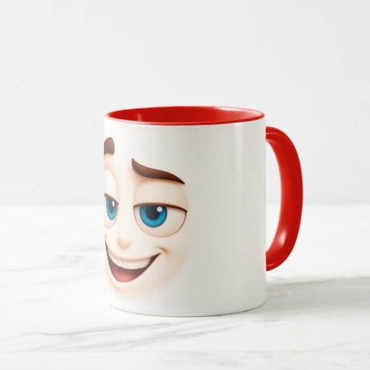 Smug blue eyed grin – cheeky big mood face tasse (VorderseiteRechts)