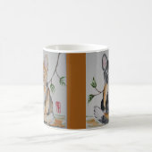 Smug Calico Cat und Bamboo Orientalischer Stil Kun Kaffeetasse (Mittel)