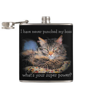 Smug Cat Hates Boss Super Power Flachmann
