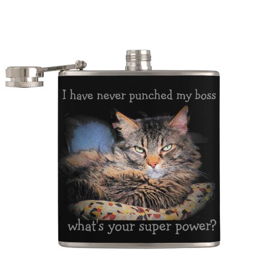 Smug Cat Hates Boss Super Power Flachmann (Geöffnet)