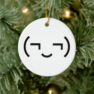 Smug Emoticon (EUR ‿) Japanischer Kaomoji Keramik Ornament