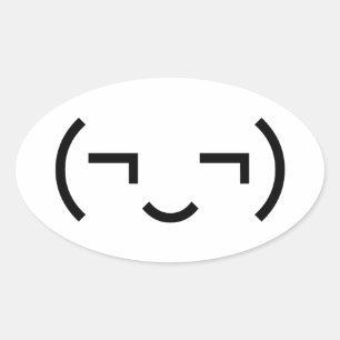 Smug Emoticon (EUR ‿) Japanischer Kaomoji Ovaler Aufkleber