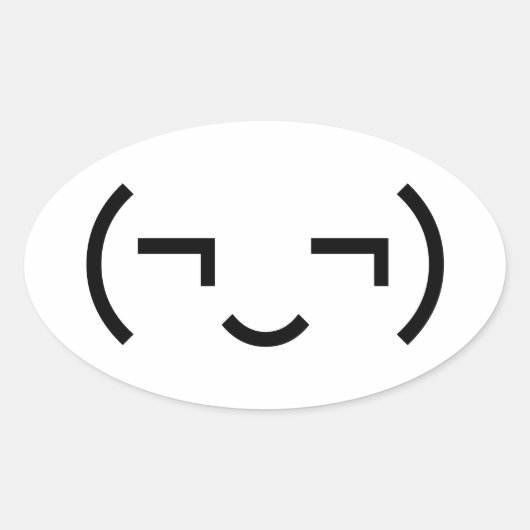 Smug Emoticon (EUR ‿) Japanischer Kaomoji Ovaler Aufkleber (Vorderseite)