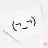 Smug Emoticon (EUR ‿) Japanischer Kaomoji Ovaler Aufkleber (Umschlag)
