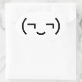 Smug Emoticon (EUR ‿) Japanischer Kaomoji Ovaler Aufkleber (Tasche)