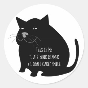 Smug Fat Black Cat Funny Zitat Runder Aufkleber