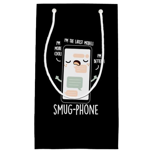 Smug Phone Funny Handy Pub Dark BG Kleine Geschenktüte (Vorderseite)