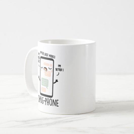 Smug Phone Funny Handy Pub Kaffeetasse (Vorderseite Links)