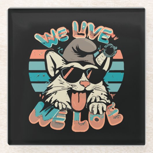 Smurf Cat - Wir leben, wir Liebe Glasuntersetzer (Vorderseite)