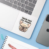 Smush Face Big Drama Frenchie Sticker (Laptop mit iPhone)