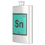 Sn - Zinn-Chemie-Symbol-Element Flachmann (Links)