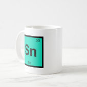 Sn - Zinn-Chemie-Symbol-Element Kaffeetasse (Vorderseite Links)