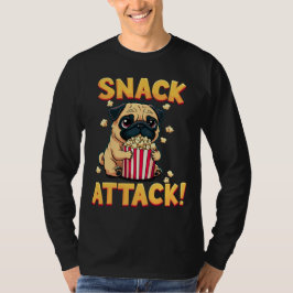 Snack Attack - Mops mit Popcorn-Cartoon T-Shirt