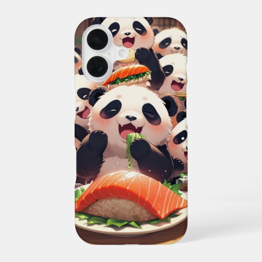 Snack Attack Panda iPhone 16 Hülle (Rückseite)