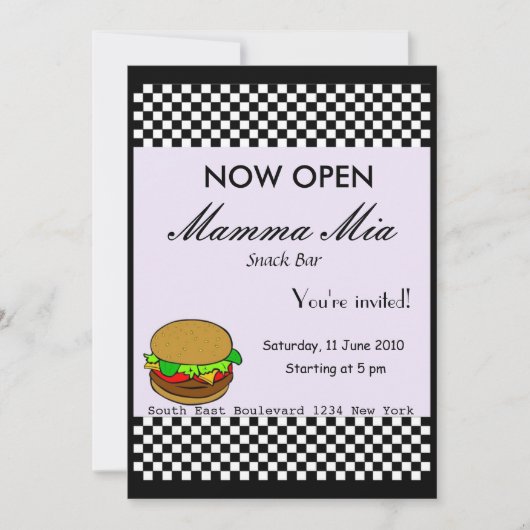 Snack Bar Opening Party Einladung (Vorderseite)