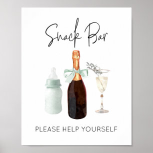 Snack Bar Sign für Baby Dusche Green Sip & See Poster
